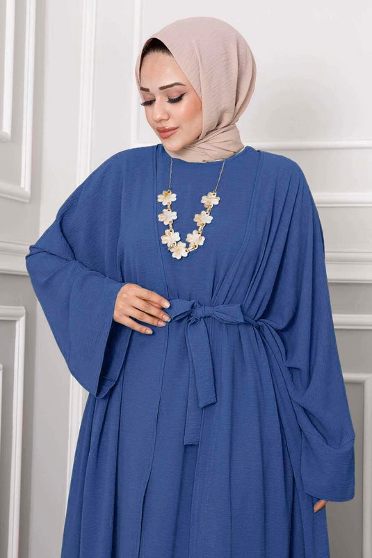 Leyli Tesettür Abaya Takım İndigo