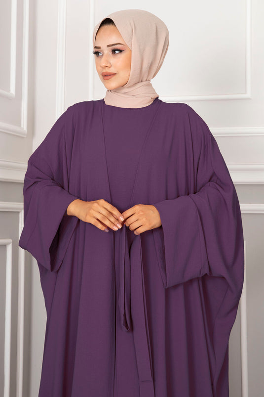 Ensemble Abaya Leyli Tesettür couleur mûre