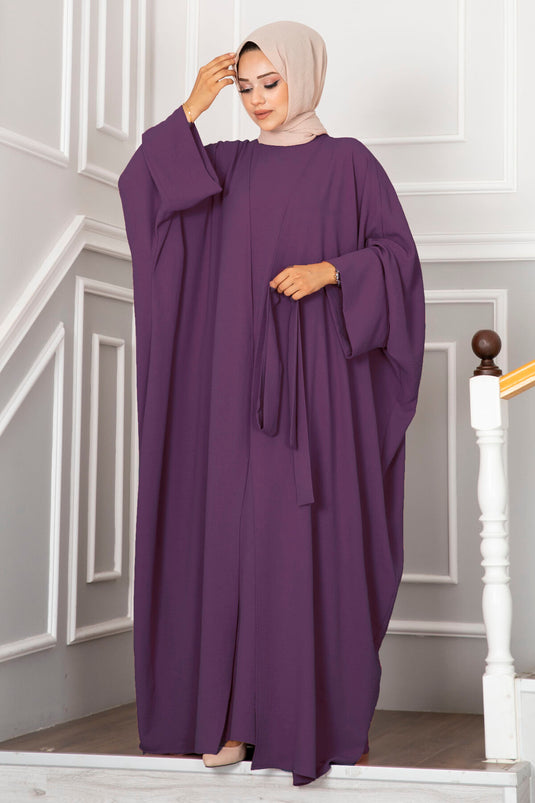 Ensemble Abaya Leyli Tesettür couleur mûre