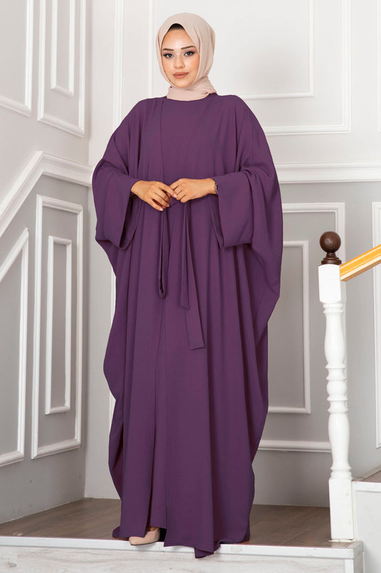 Ensemble Abaya Leyli Tesettür couleur mûre