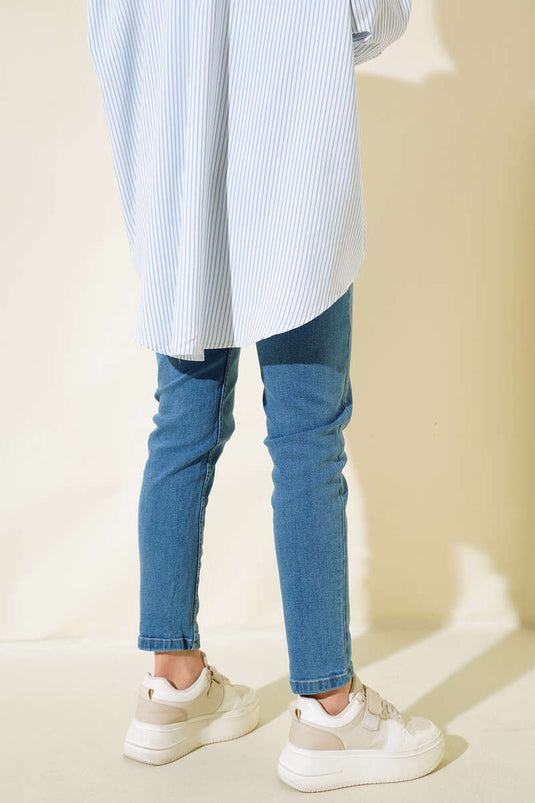 ليكرا بوي فريند جينز أزرق متوسط