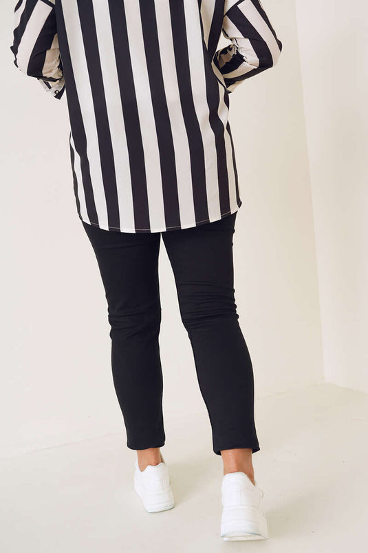 بنطلون جينز ليكرا مقاس كبير أسود