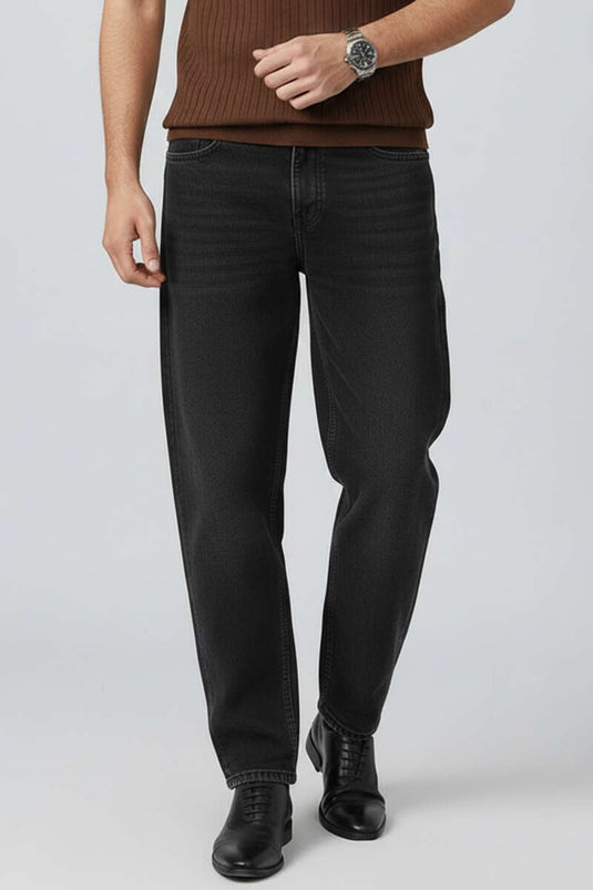 بنطال جينز رجالي بجيب ومطاط أسود