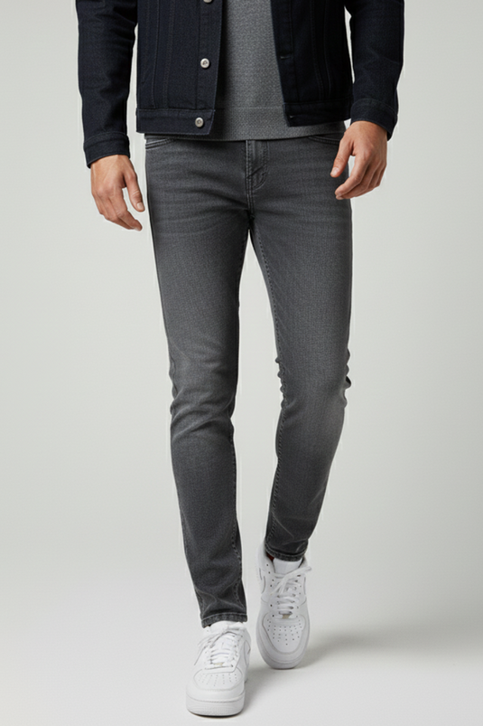 Pantalon étroit pour homme avec élasthanne, couleur fumée