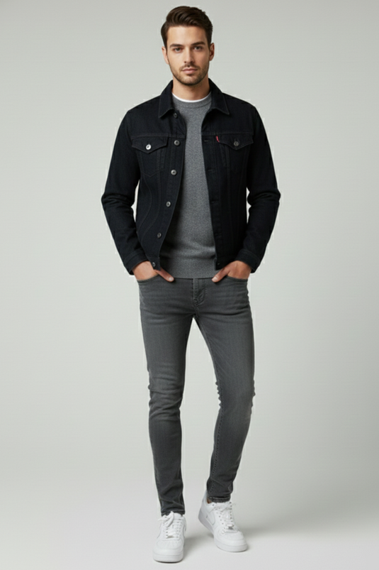 Pantalon étroit pour homme avec élasthanne, couleur fumée