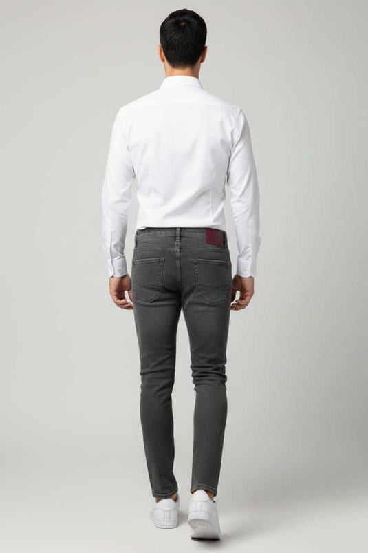 Slim Fit Trousers with Lycra Detail for Men, Smoke Gray