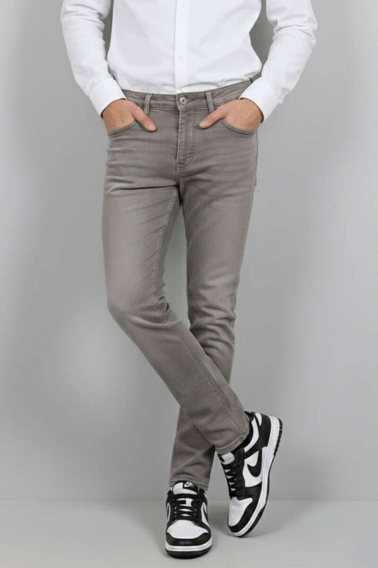 Slim Fit Trousers with Lycra Detail for Men Sand Beige