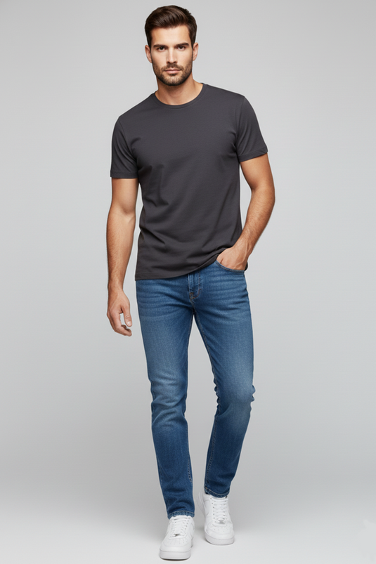 Pantalon homme étroit à jambe resserrée avec élasthanne bleu