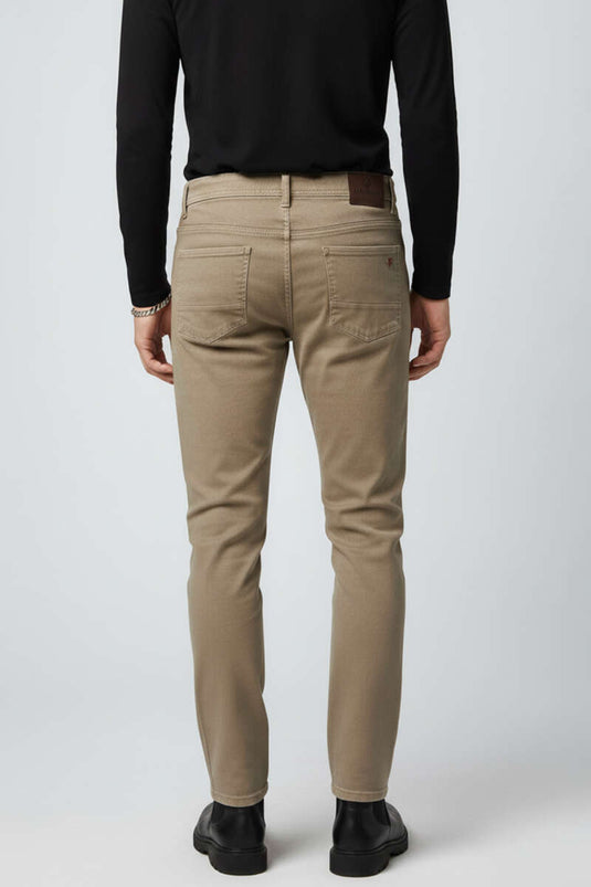 Likralı Gabardin Erkek Pantolon Bej