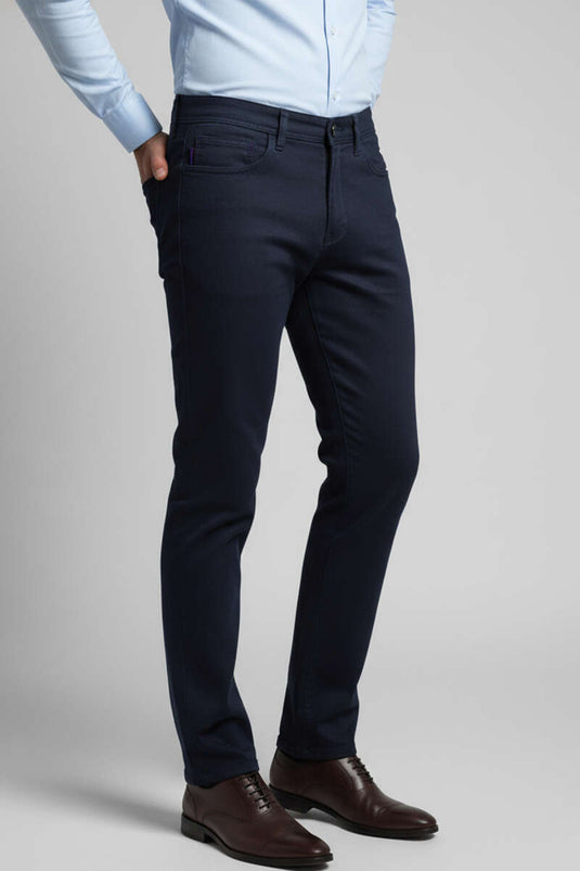 بنطلون رجالي من قماش ليكرا جبردين، أزرق داكن