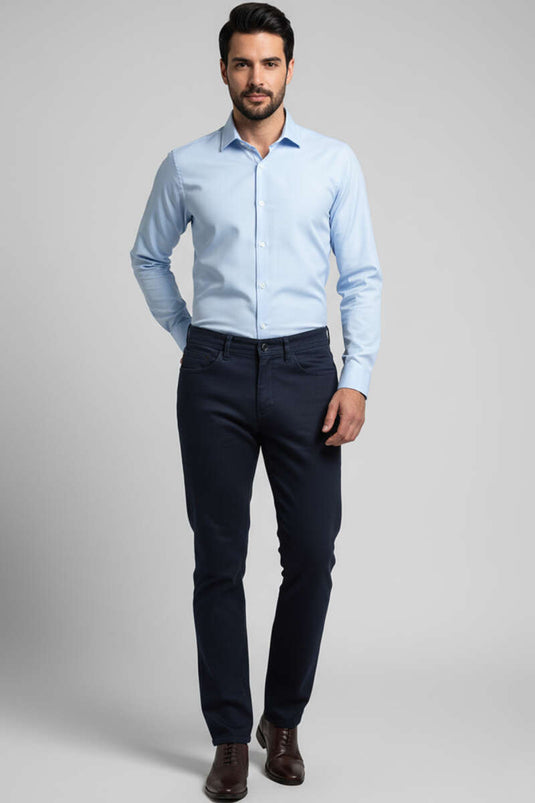 بنطلون رجالي من قماش ليكرا جبردين، أزرق داكن