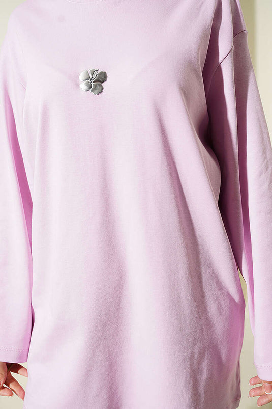 Lilyum Baskılı Basic Tunik Lila