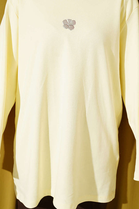 Lilyum Baskılı Basic Tunik Sarı