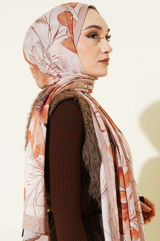 Leliepatroon Bamboe Stevige Sjaal Zand Beige