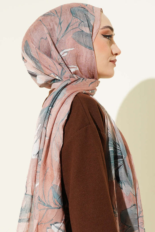 وشاح كراش من الخيزران بنقشة زنبق بلون اللاتيه