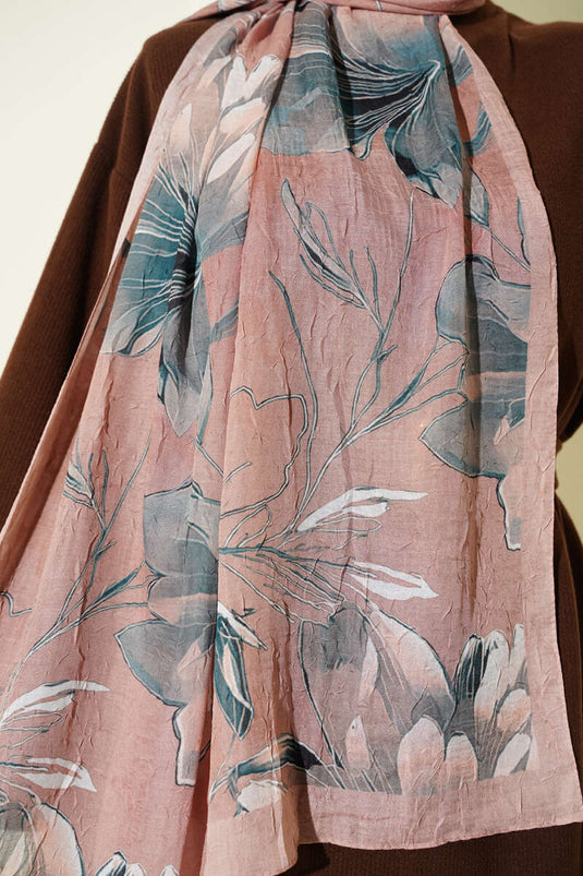 وشاح كراش من الخيزران بنقشة زنبق بلون اللاتيه