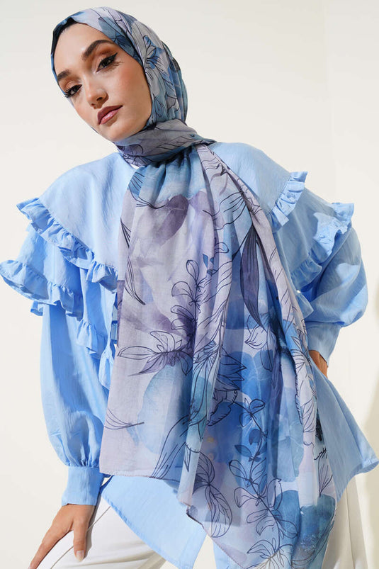 Lilyum Patterned Marbled Shawl Indigo