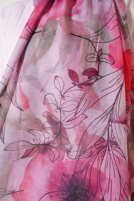 شال أحمر بنقشة زنبق رخامي