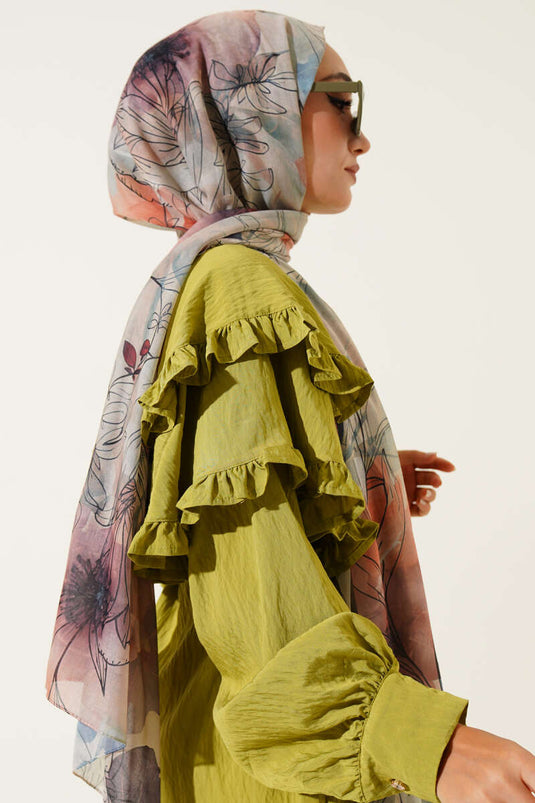 شال رخامي بنقشة زنبق الماء، لون لاتيه