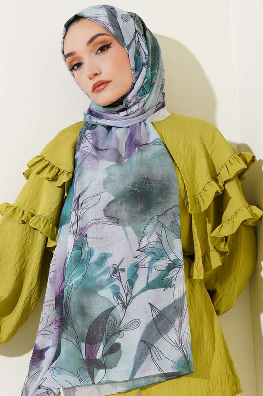 شال رخامي بنقشة الزنبق، لون النعناع