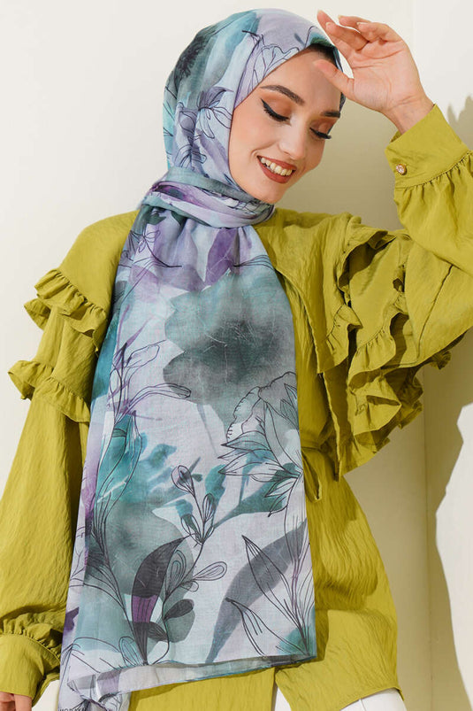 شال رخامي بنقشة الزنبق، لون النعناع