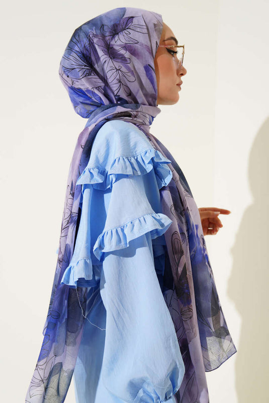 شال أرجواني بنقشة زنبق رخامي