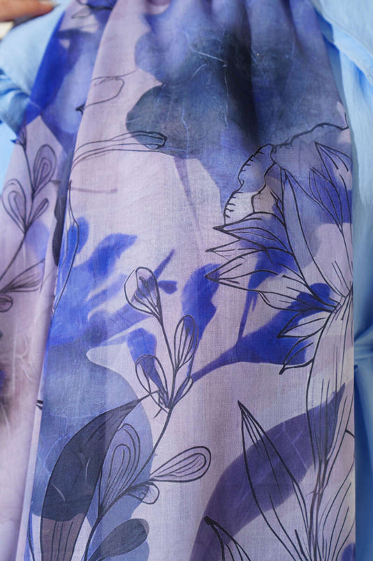 شال أرجواني بنقشة زنبق رخامي