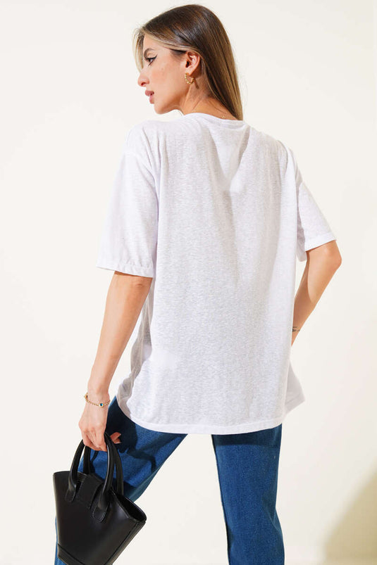 Limon Baskılı T-Shırt Beyaz