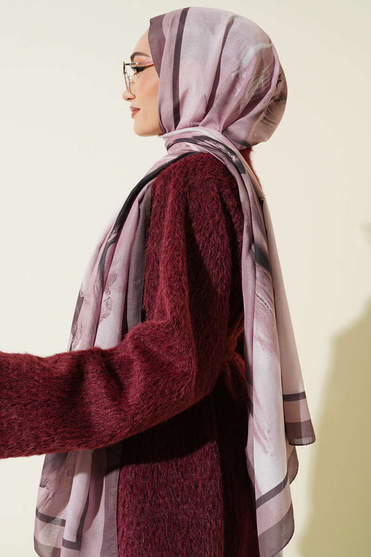 Lina Desenli Soft Şal Soft Kahve