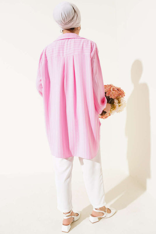 Linda Striped Oversize Shirt Pink