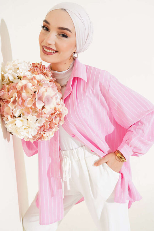 Linda Striped Oversize Shirt Pink