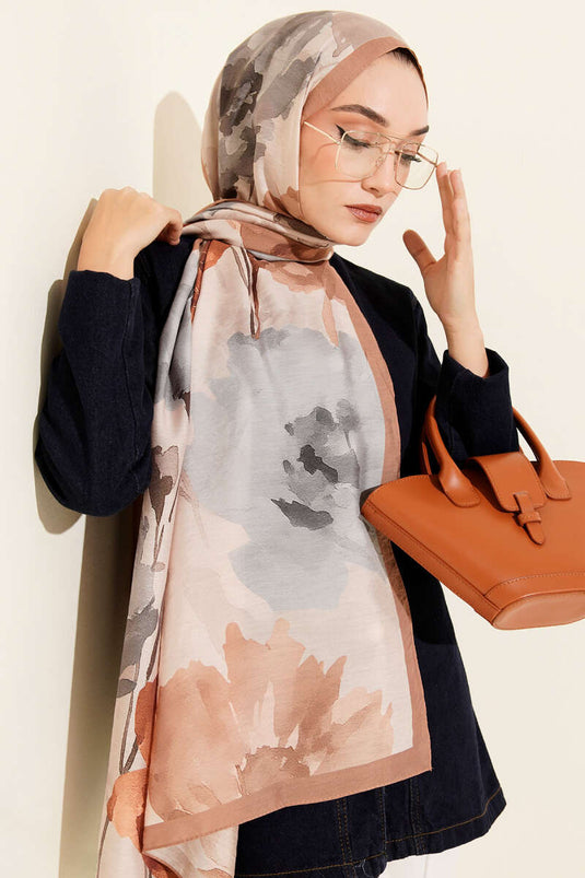 Linea Series Patterned Scarf Latte