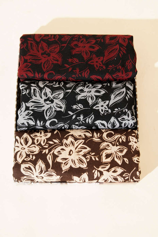 مجموعة أوشحة ليورا الناعمة المزخرفة المكونة من 3 قطع - تشكيلة 1