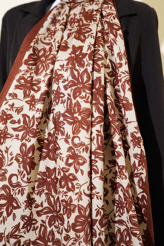 Liora Desenli Soft Şal Kestane-03