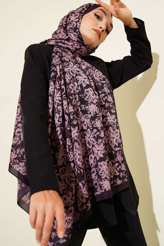 Sciarpa morbida fantasia Liora, prugna -15