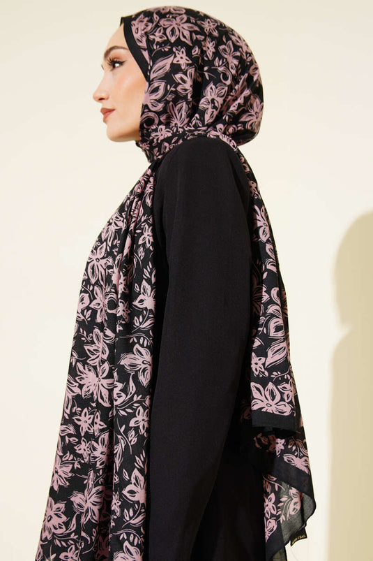 Liora gemusterter, weicher Schal, Schwarzpuder -14