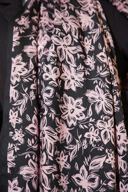 Écharpe douce à motifs Liora, couleur poudre noire -14