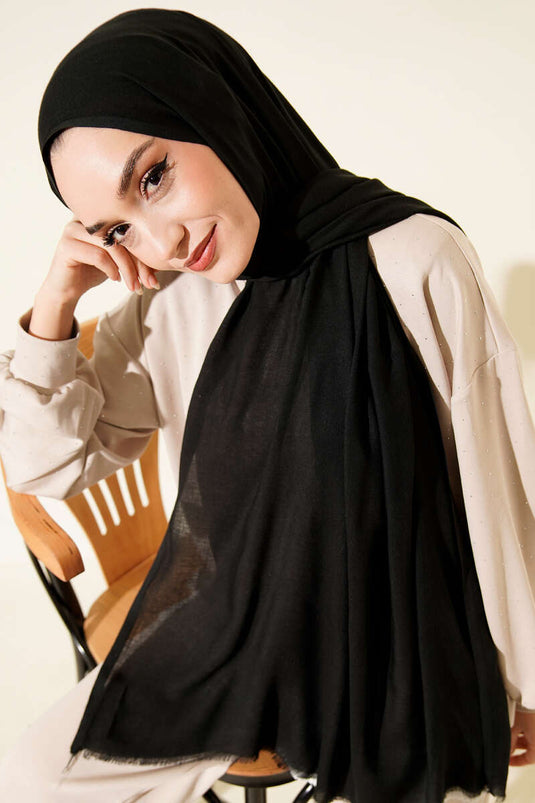 Liora Cotton Shawl Black -2