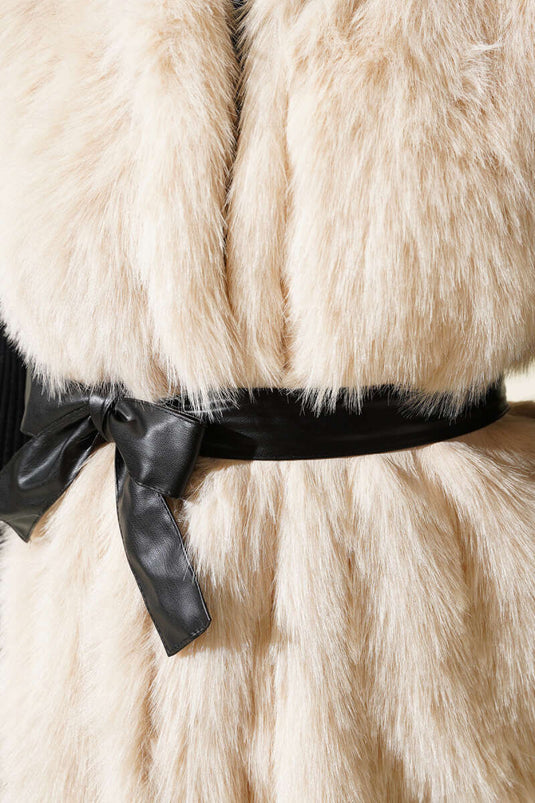 Lolita Plush Belted Vest Beige