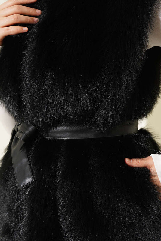 Lolita Plush Belted Vest Black