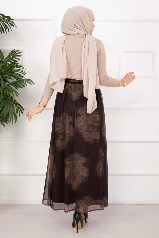 Lora Kemerli Jupe en Tulle Doublée Marron