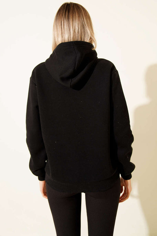 Sudadera negra cepillada con estampado de Los Ángeles