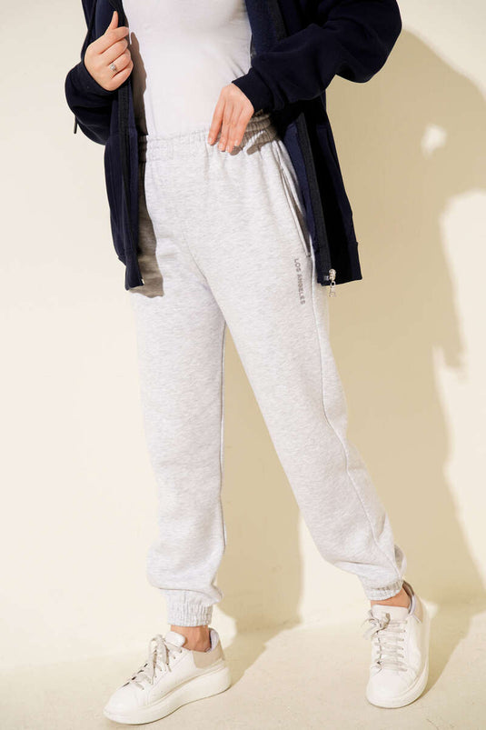 Pantalon gris brodé Los Angeles