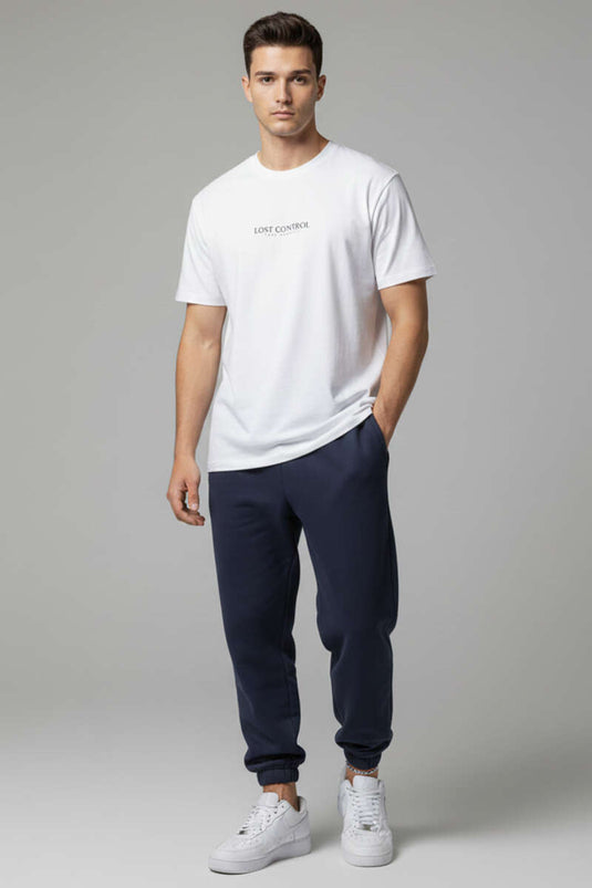 T-shirt homme blanc Lost Control imprimé