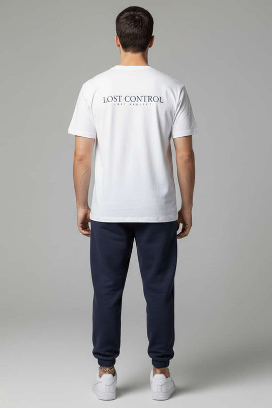 T-shirt homme blanc Lost Control imprimé