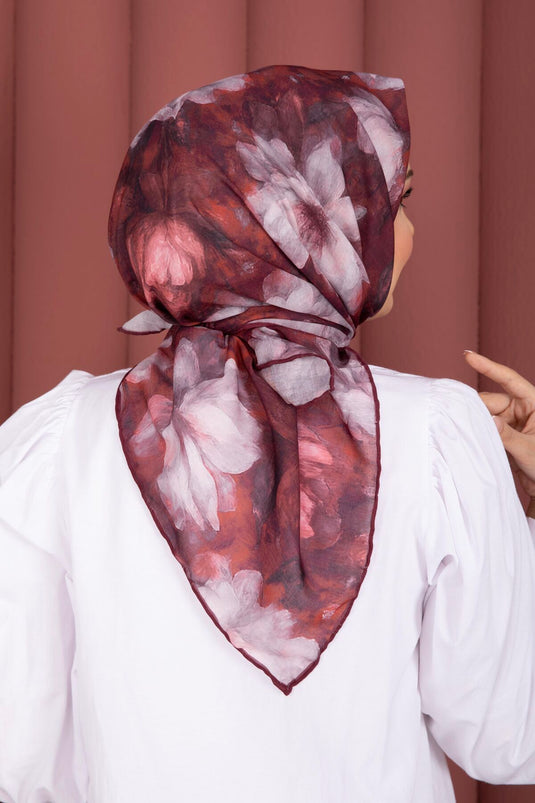 Lotus-Blumenmuster Schal Serie Bordeaux