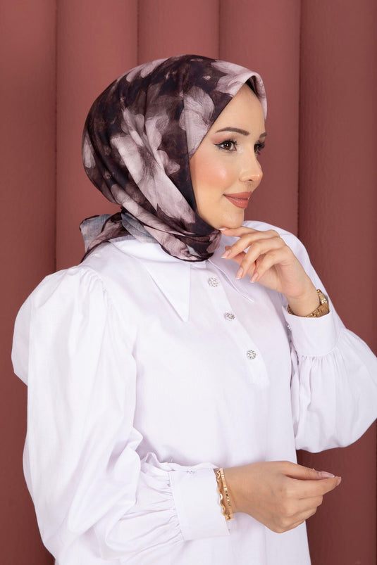 سلسلة أوشحة لوتس بنقشة الأزهار باللون البني