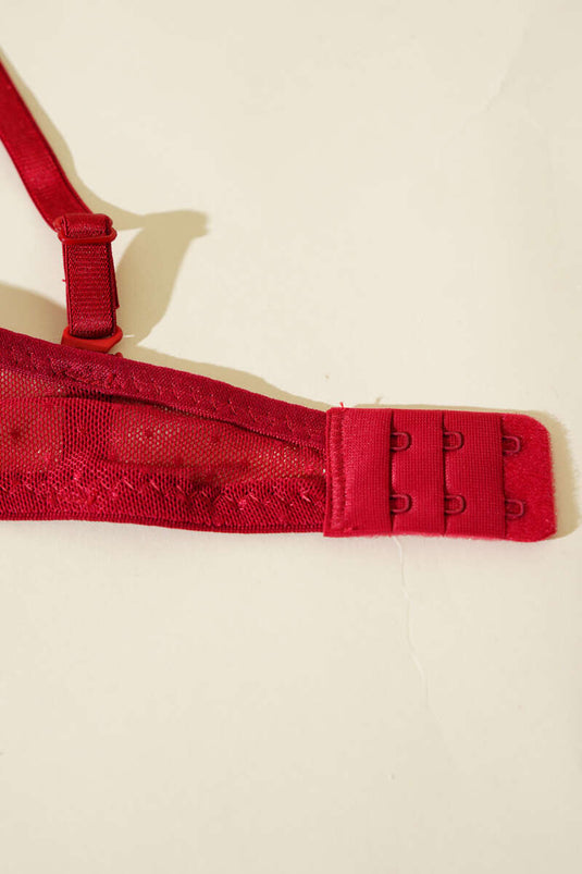 Reggiseno jacquard con retro a loto bordeaux