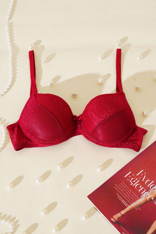 Reggiseno jacquard con retro a loto bordeaux
