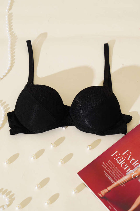 Lotus Support Jacquard Bra Black